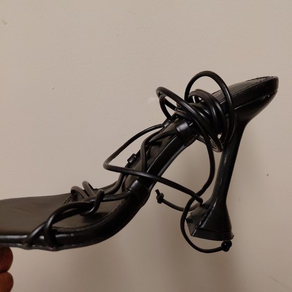 Black Square Toe Gladiator Heeled Sandals Size 7.5 - Picture 14 of 14